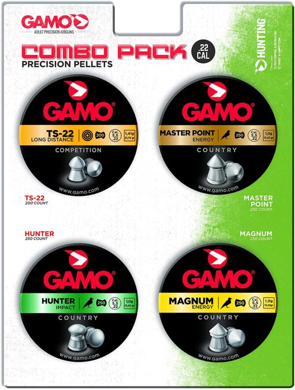 Gamo Combo Pack .22 Lead Pellets, Master Point, Magnum, Hunter, TS-22