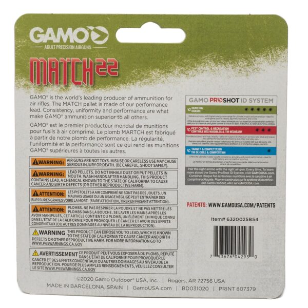 Match 22 250 tin 6320025B54 pellet ammo