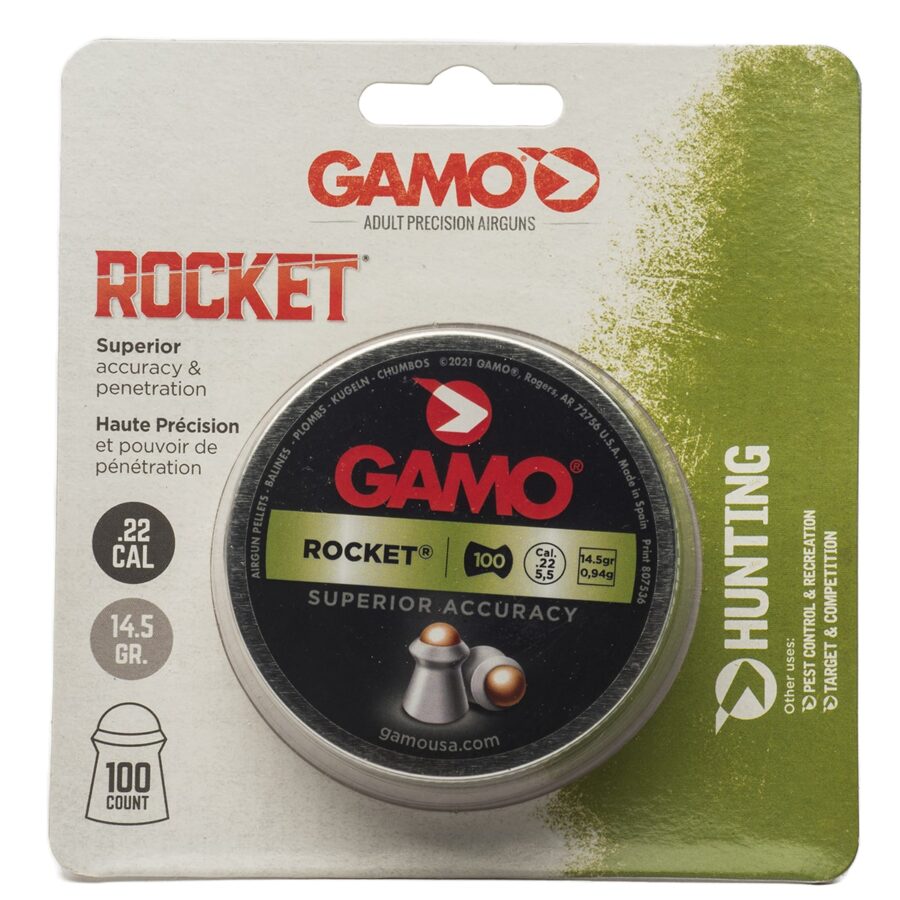 Gamo Rocket .22 Caliber high performance pellets, with steel round tip.