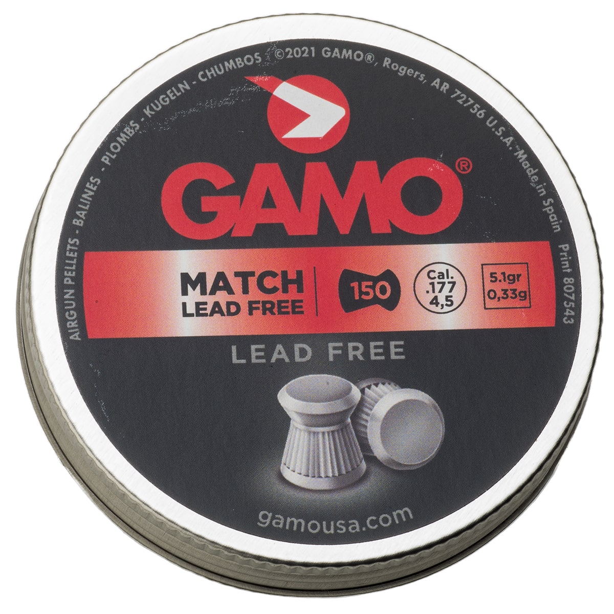 Match Lead Free 177 150 tin 632002654 airgun pellet ammo
