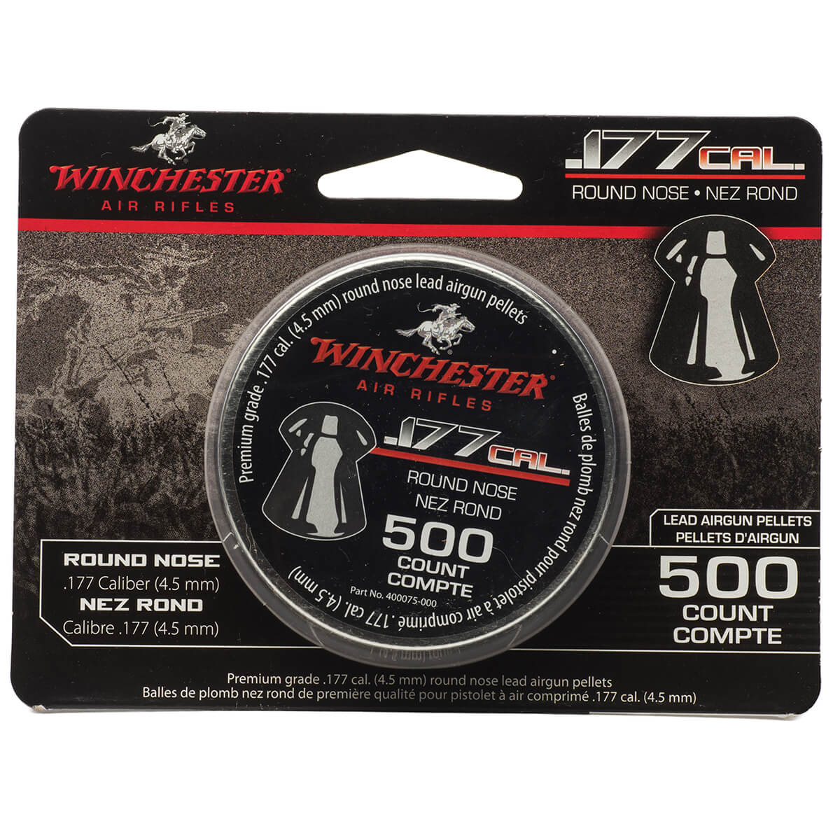 Winchester Round Nose 177 500 front 987419 pellets