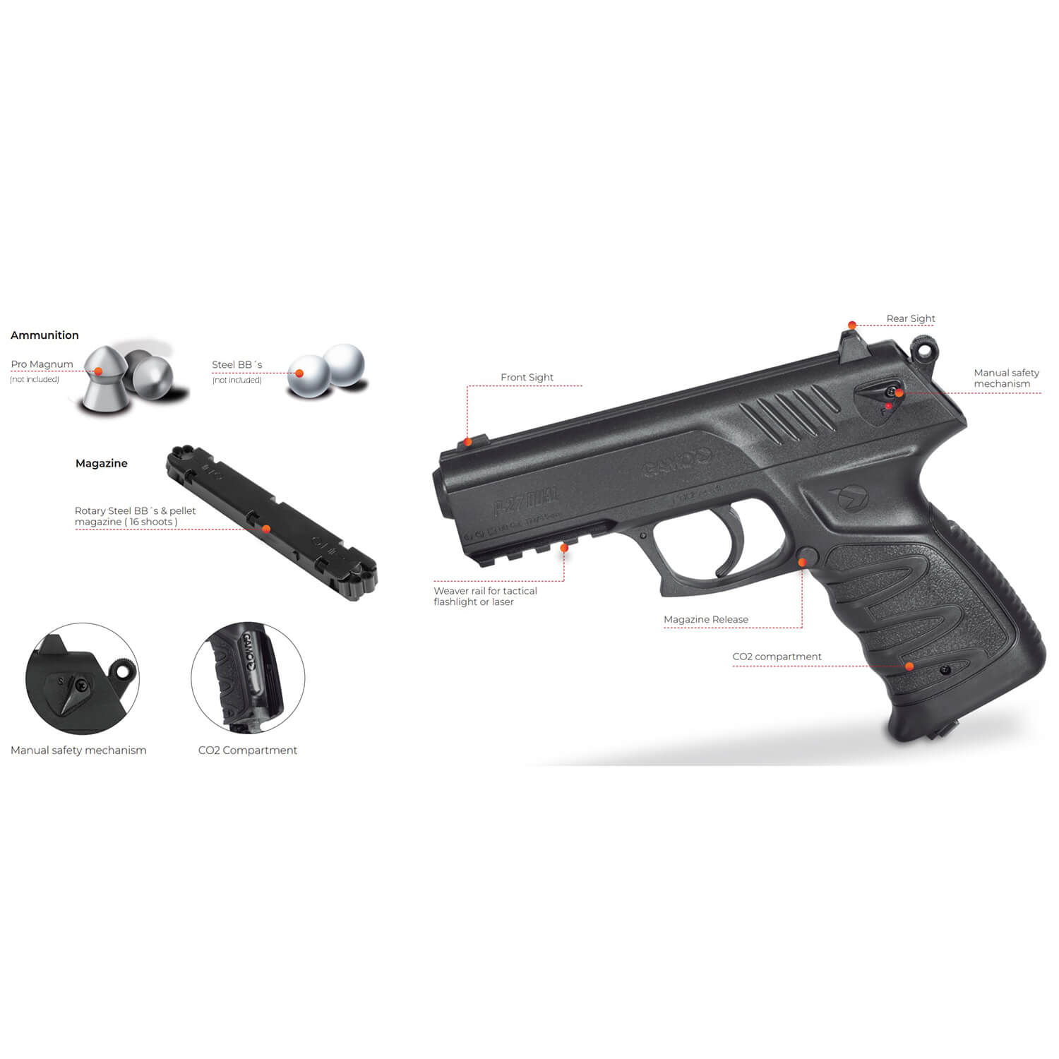 P-27 Dual BB Pellet CO2 Pistol
